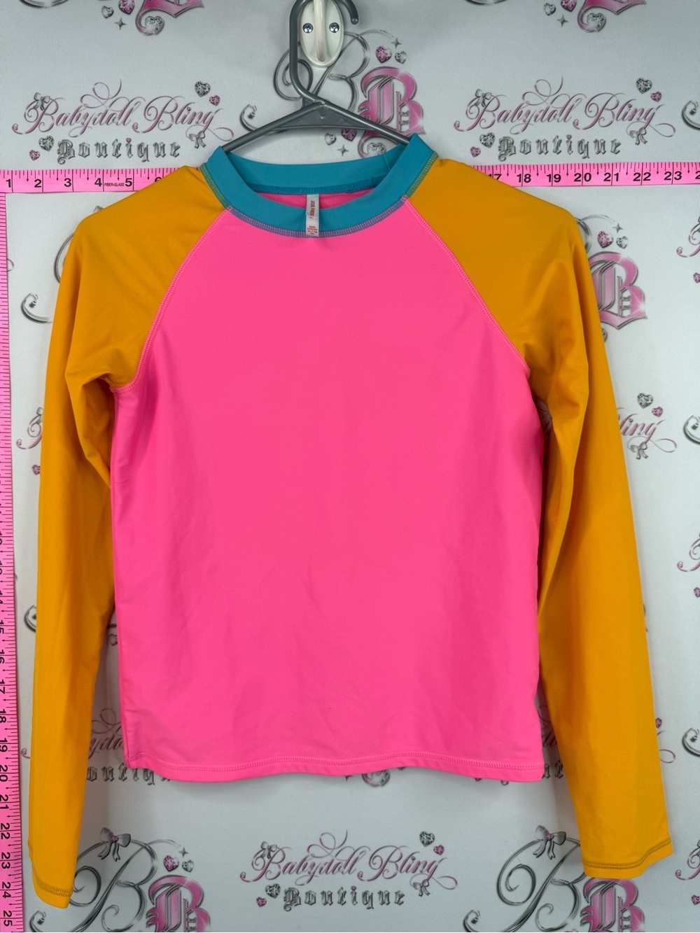 Joe Fresh coverup pool Kids Long Sleeve Swim Rashguard - Pink, orange, Teal Trim